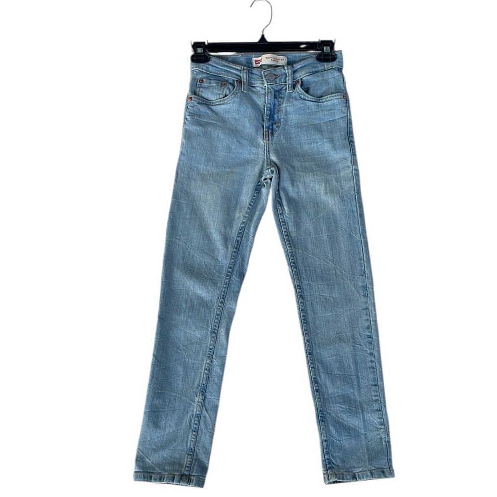 LEVIS STRAUS BOYS 502 REGULAR TAPER LIGHT WASH DENIM BLUE JEANS SIZE 10 REGULAR